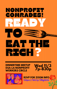 Eat the RIch - NonProfit Workers Circle November Meeting graphic